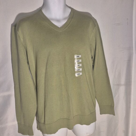 KENNETH COLE REACTION V-Neck cotton sweater, green in size Large NWT - Picture 12 of 16